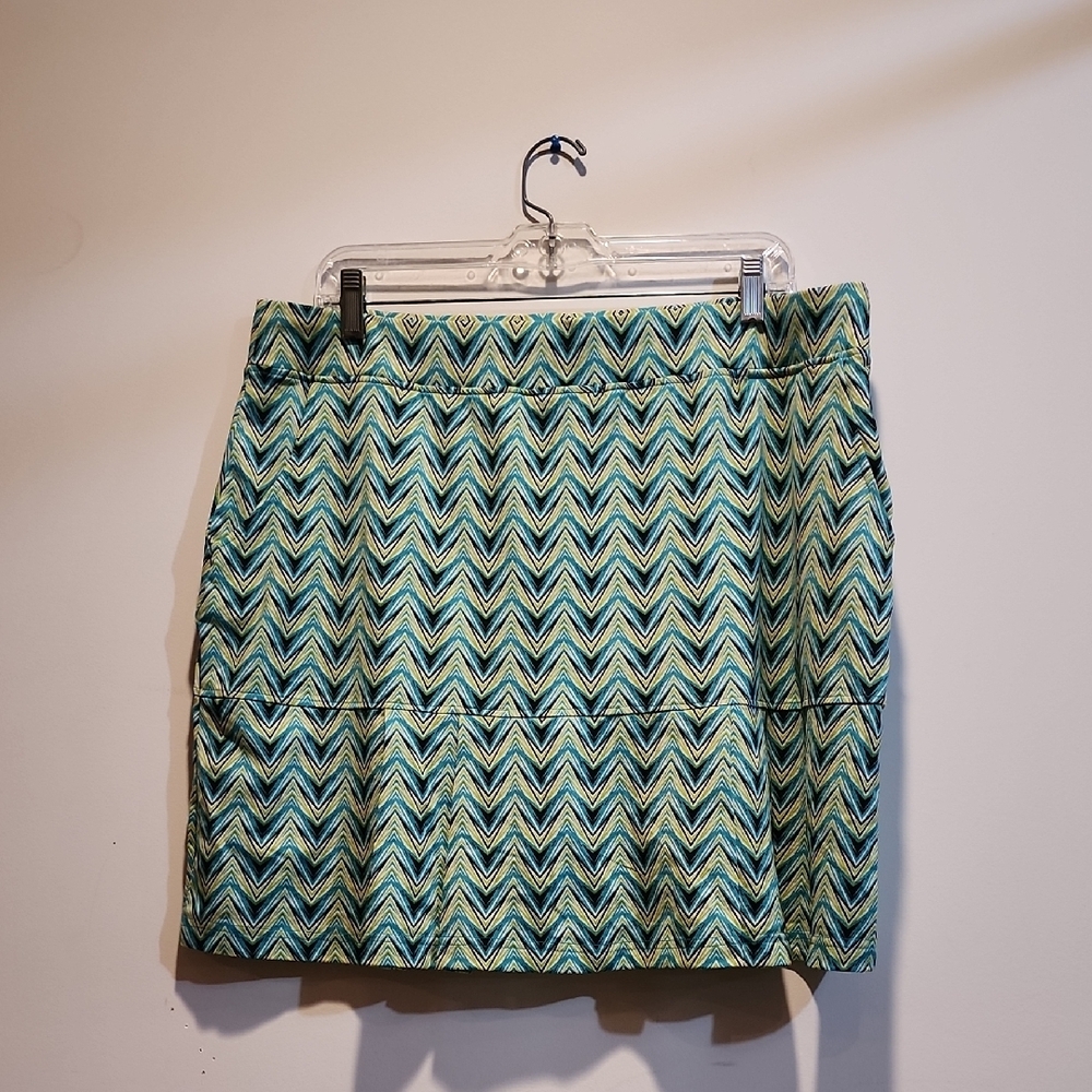 Chevron Patterned Skirt Skort - Green and Blue